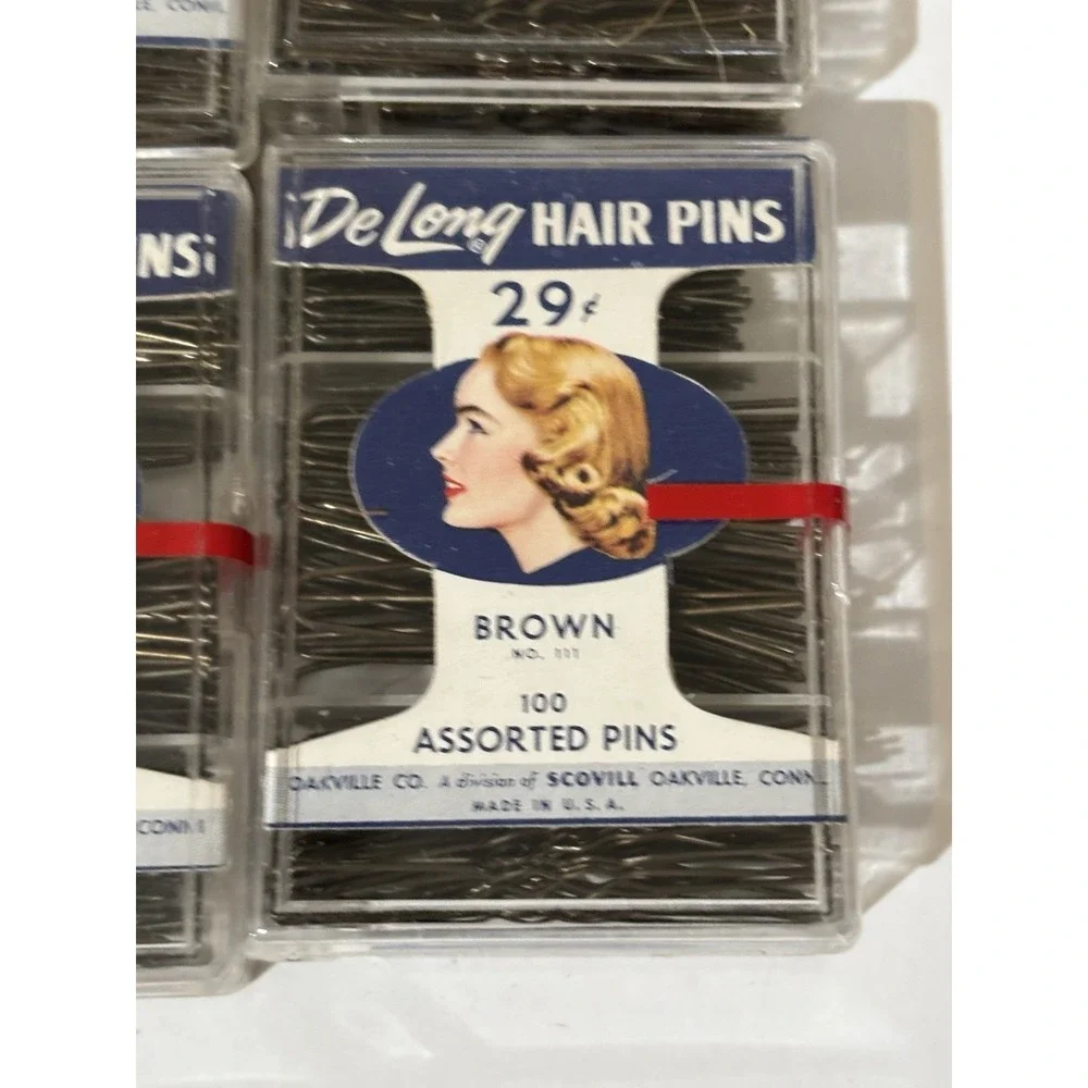 10 Box VINTAGE DELONG Brown HAIR PINS NO 111 100 Units Each Box NOS